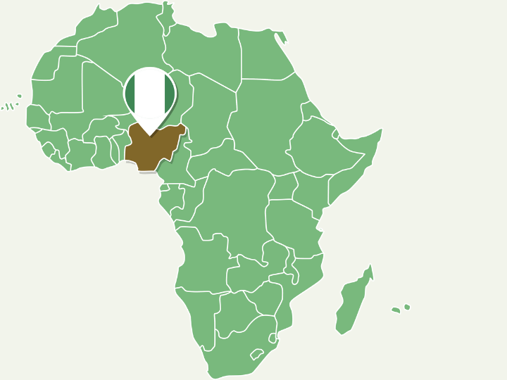 Abb. 52: mycelia gGmbH — Nigeria auf der Karte von Afrika - canva.com/ CC BY SA. 