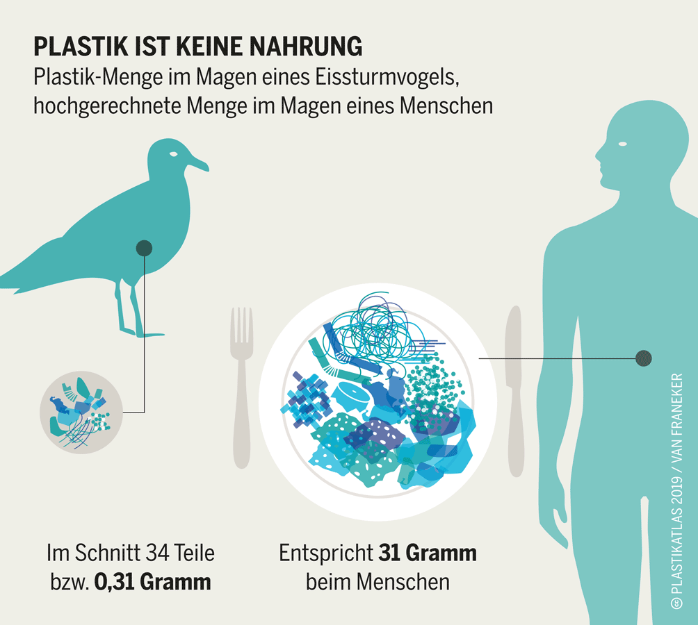 Abb. 20: Plastikatlas 2019/ Van Franker - Plastik ist keine Nahrung - CC BY 4.0.
