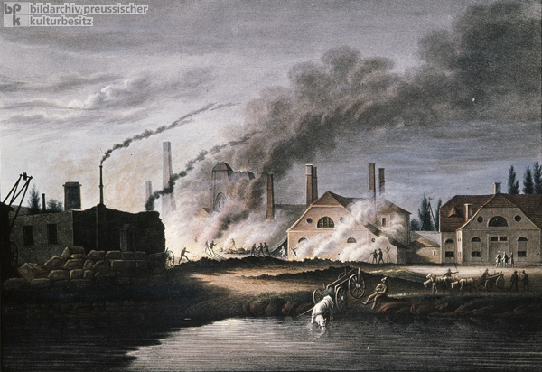 Abb. 16: Die Königliche Eisengießerei bei Gleiwitz von hinten (um 1850) - Bildarchiv Preußischer Kulturbesitz / Lutz Braun. 